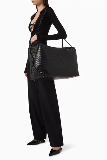 Large Weekender Bag in Intrecciato leather