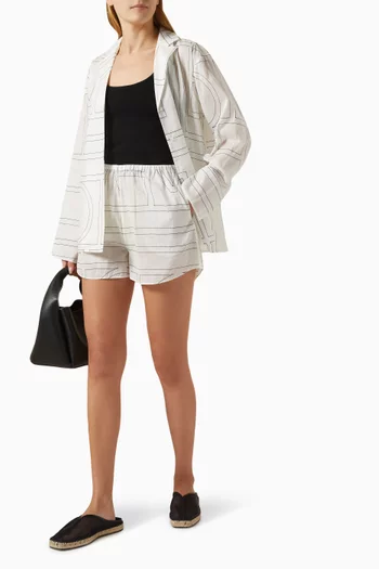 شورت بيجاما بشعار الماركة مزيج قطن