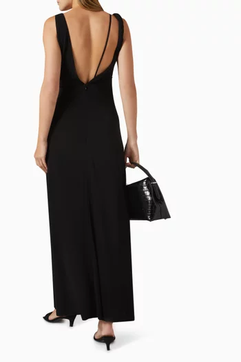 فستان طويل بدرابيه ملفوف مزيج فيسكوز