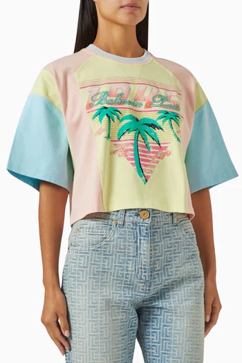 Printed Crop T-shirt in Organic Cotton-jersey