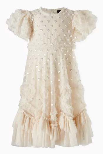 Love Letter Sequin-embellished Ruffled Dress in Tulle