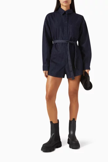 Wren Belted Romper in Denim