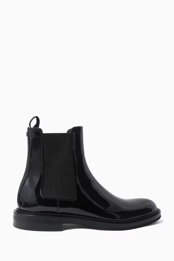 Chelsea Ankle Boots in Patent Calfskin Leather