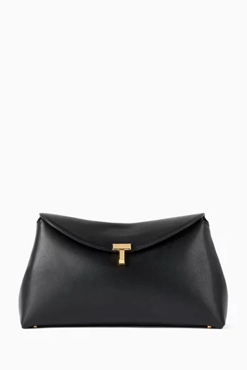 T-lock Clutch in Smooth Leather