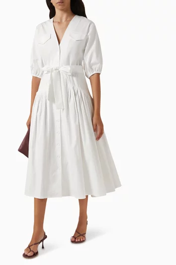 Oasis Belted Midi Dress in Cotton