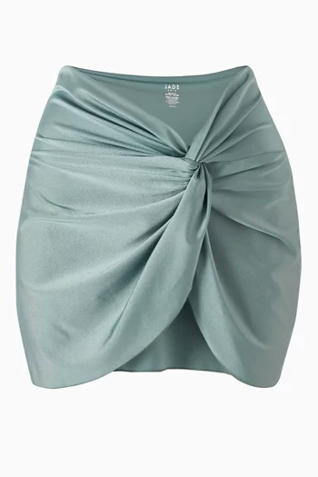 Zena Ruched Mini Skirt in Stretch Nylon