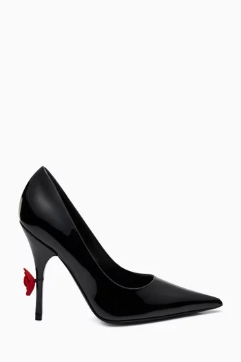 Rose Detail Pumps in Leather
