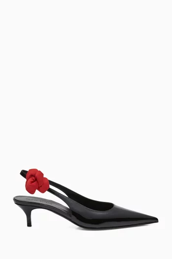 Rose Slingback Kitten Heels in Leather