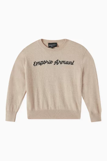 Intarsia Logo Sweater in Cashmere-blend Knit