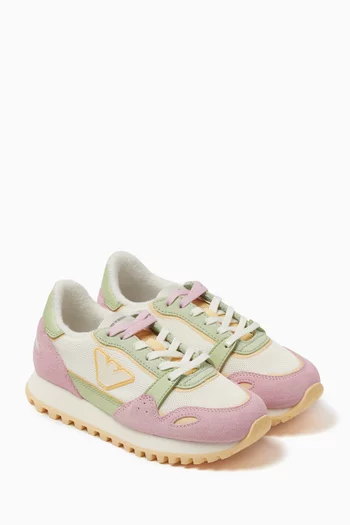 Eagle Logo Sneakers in Mesh & Suede