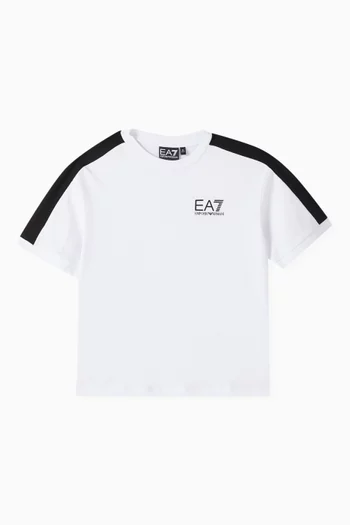 Buy Emporio Armani White Logo Tape T shirt in Jersey For Kids Online Ounass Bahrain