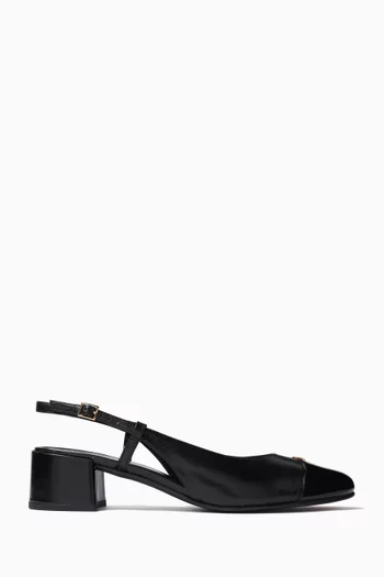 Cap-toe 45 Slingback Pumps in Leather