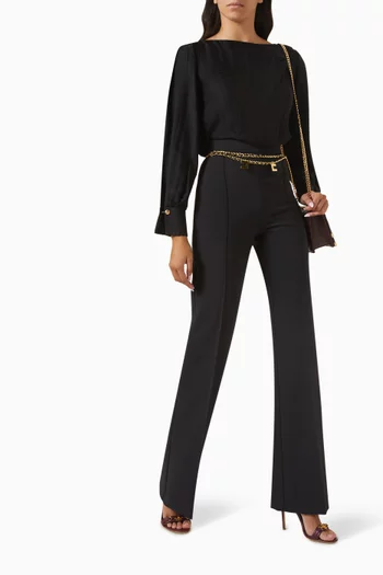 Belted Palazzo Pants in Stretch Crepe