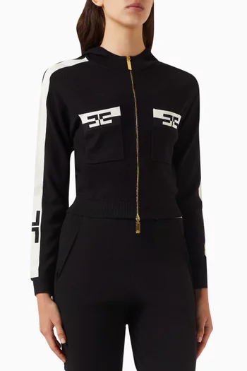 Logo Crop Sweatshirt in Viscose Blend