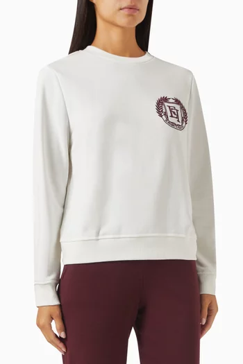 Embroidered-emblem Sweatshirt in Cotton-blend