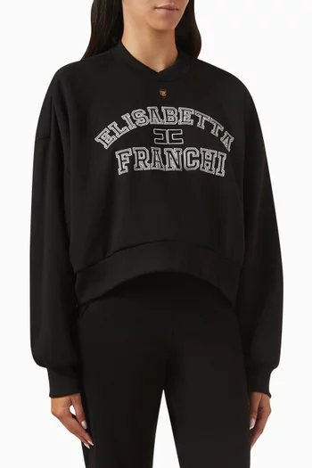 Cropped Sweatshirt in Cotton Blend