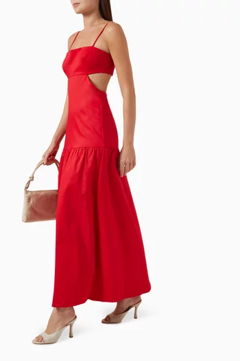 Cut-out Maxi Dress in Stretch-cotton