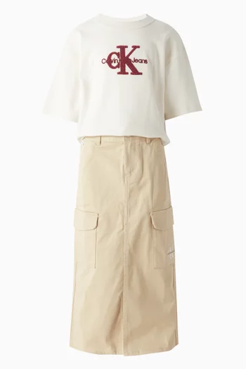 Straight Maxi Cargo Skirt in Cotton