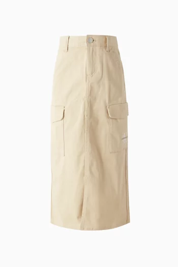 Straight Maxi Cargo Skirt in Cotton