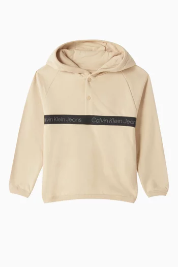 Buy Calvin Klein Neutral Logo tape Hoodie in Cotton knit For Baby Boys Online Ounass Bahrain