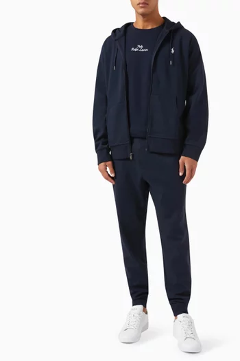 كنزة بغطاء رأس بسحّاب وشعار لاعب البولو مزيج قطن