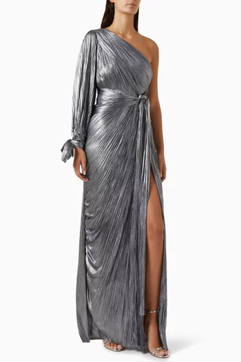 Palmer One-shoulder Pleated Dress in Silk