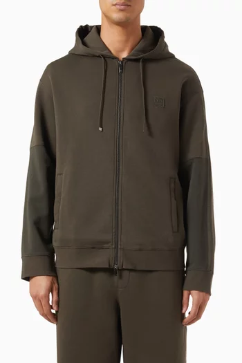 Buy Armani Exchange Green Urban Expedition Zip Hoodie in Cotton blend For Men Online Ounass Bahrain