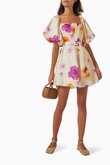 Highgate Belted Mini Dress in Linen-blend