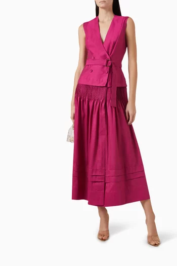 Delaware Belted Midi Dress in Cotton Blend