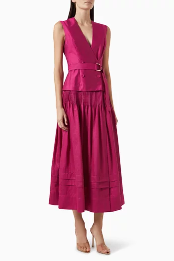 Delaware Belted Midi Dress in Cotton Blend