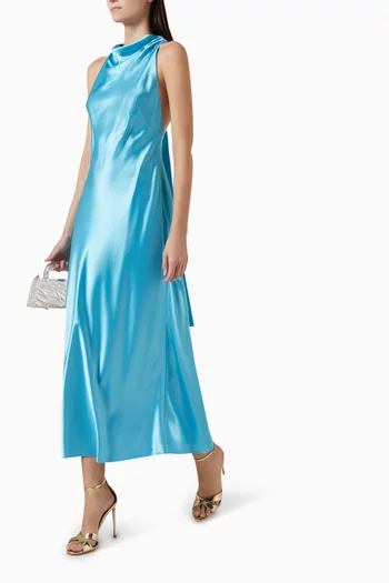 Cadell Open-back Midi Dress in Satin