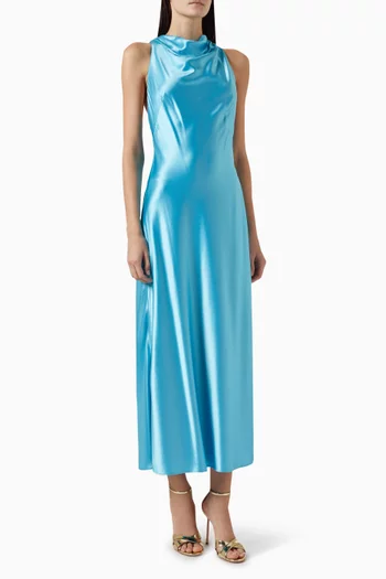 Cadell Open-back Midi Dress in Satin