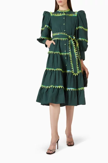 Hasu Tiered Midi Dress in Tencel Blend