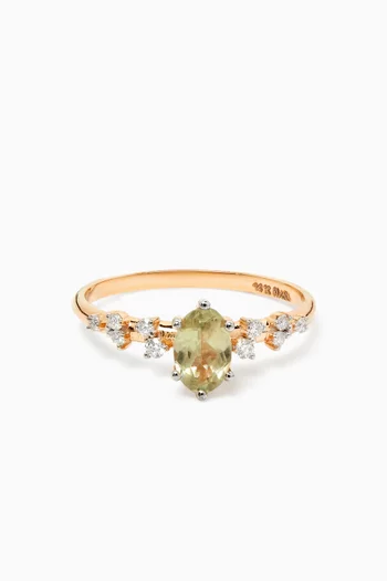 Quartz & Diamond Solitaire Ring in 18kt Gold