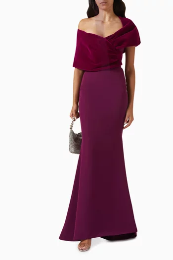 Kavya Velvet-trim Maxi Dress in Stretch-crepe