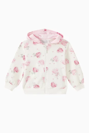 Floral Print Hoodie in Cotton