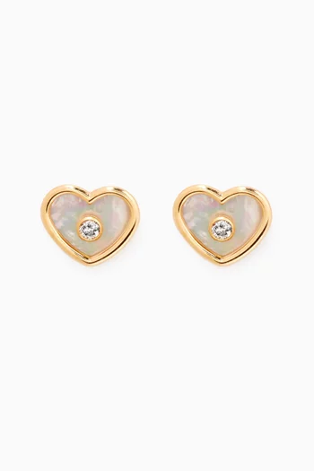 Mother-of-Pearl Diamond Earrings in 18kt Yellow Gold