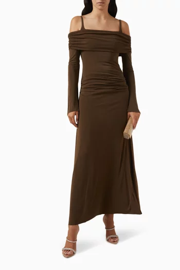 Rosa Draped Maxi Dress in Single Jersey Knit