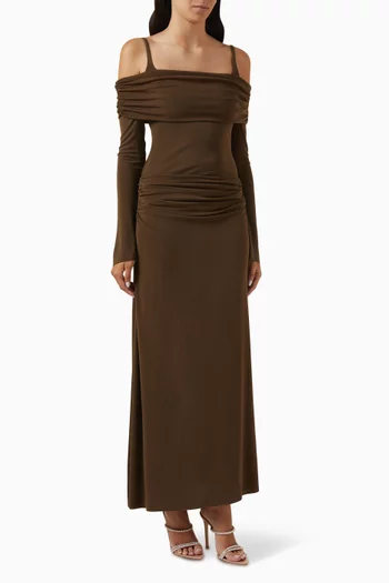 Rosa Draped Maxi Dress in Single Jersey Knit