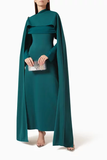 Dione Midi Dress & Cape Set in Double Jersey Knit