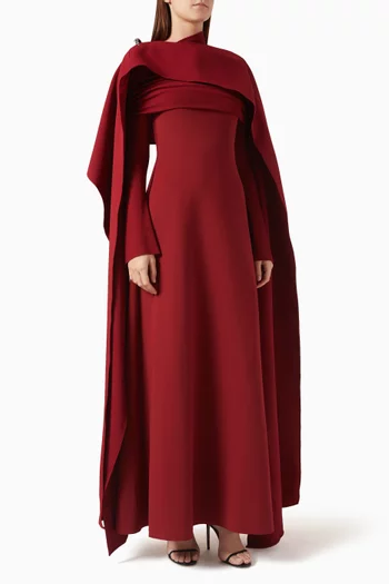 Dione Midi Dress & Cape Set in Double Jersey Knit