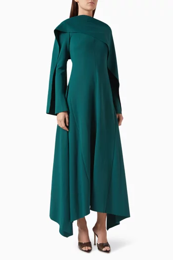 Titania Cape Maxi Dress in Stretch Double Jersey