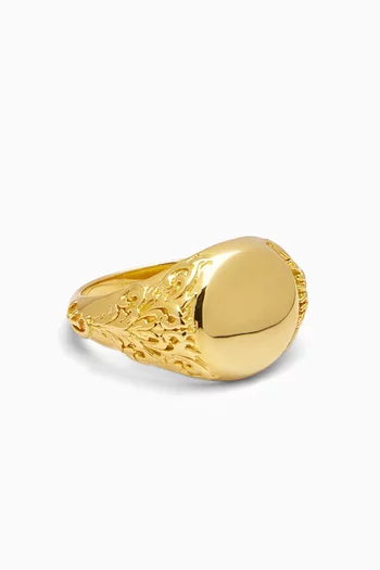 خاتم كلاسيكي بحرفي CL فضة إسترلينية مطلية بالذهب