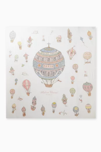 Hot Air Balloons Carré Blanket in Organic Cotton