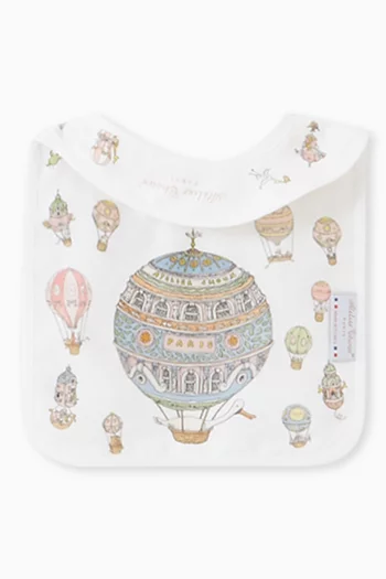 Hot Air Balloon-print Bib in Organic Cotton