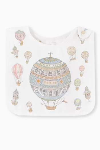 Hot Air Balloon-print Bib in Organic Cotton