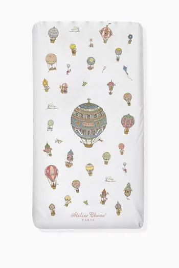 Hot Air Balloons Fitted Sheet in Satin-finish Organic Cotton