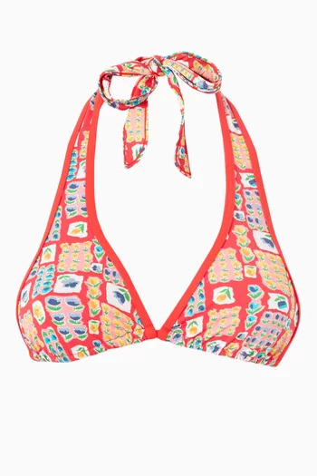 Breezy Printed Bikini Top in Stretch Nylon