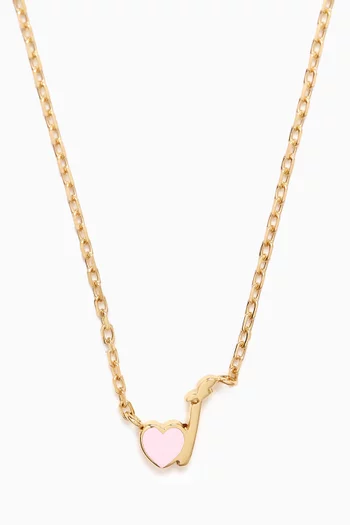 Arabic Letter 'Alef' Heart Charm Necklace in 18kt Yellow Gold