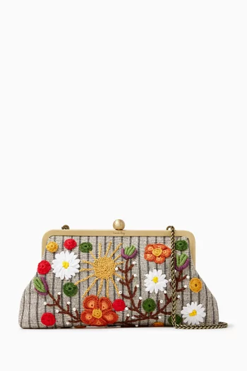 Bloom Winter Classic Embroidered Clutch in Canvas